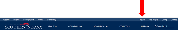 Screenshot of USI website with red arrow pointing at myUSI link.
