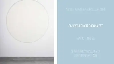 Exhibition postcard for "Sapientia Gloria Corona Est" featuring Audrey Barcio & Racehl Leah Cohn