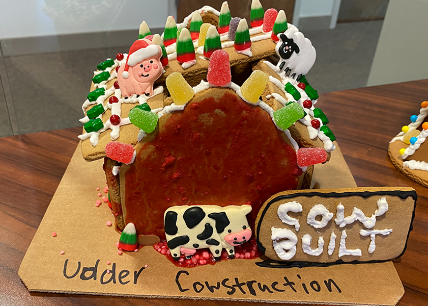 farm-themed gingerbread house