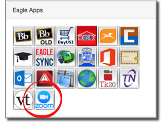 Screenshot of Eagles Apps with Zoom Circled in Red