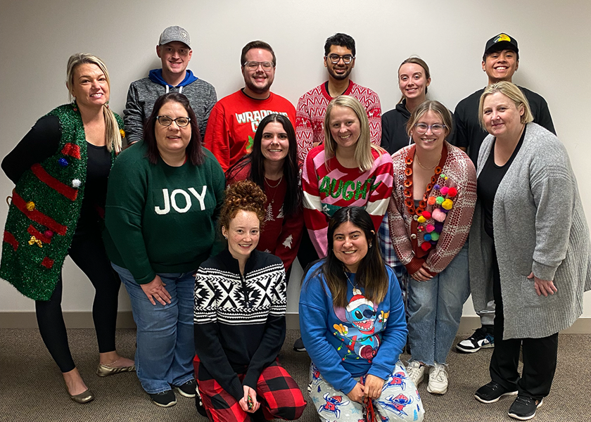 Respiratory therapy students dressed in holiday attire