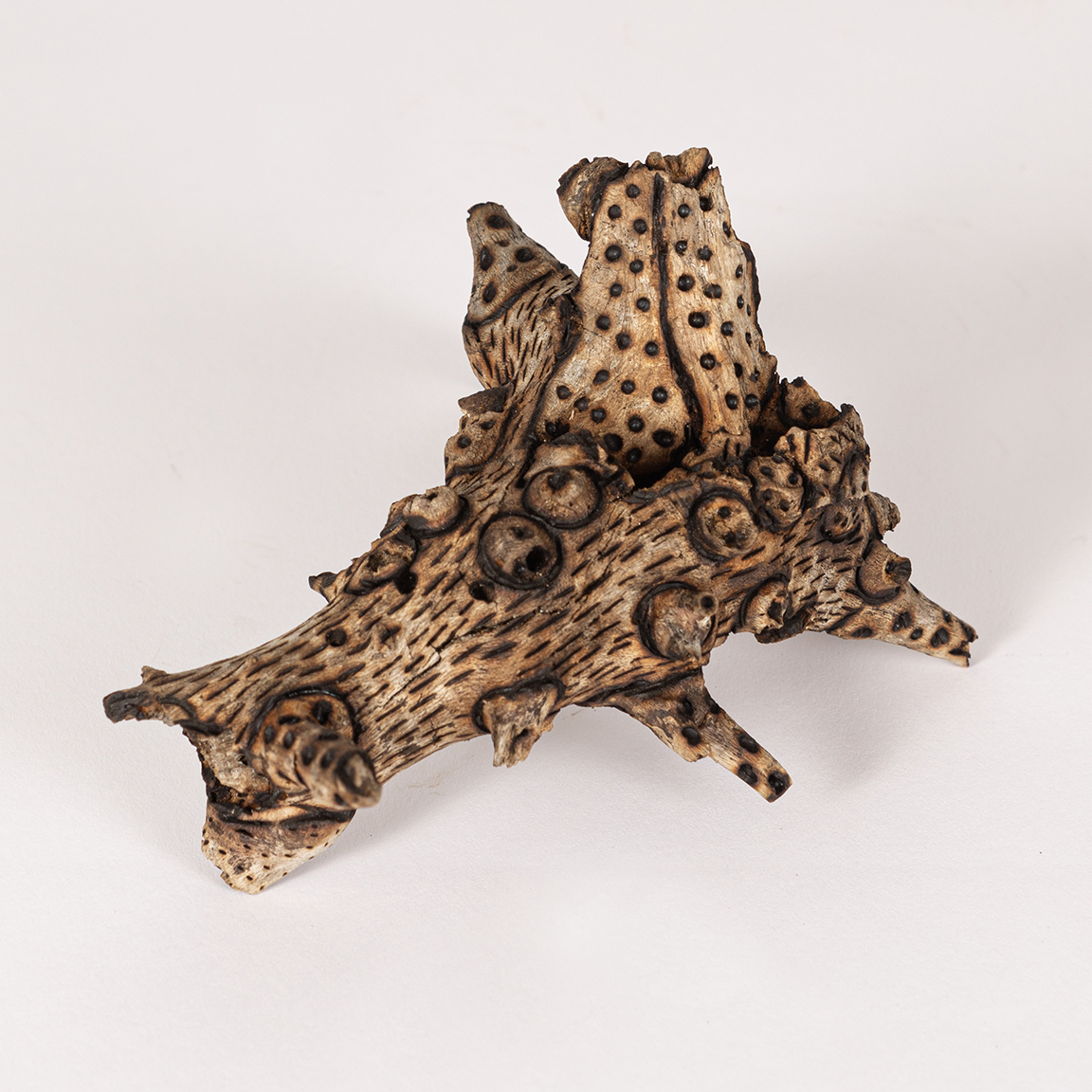 tattooed wood art piece