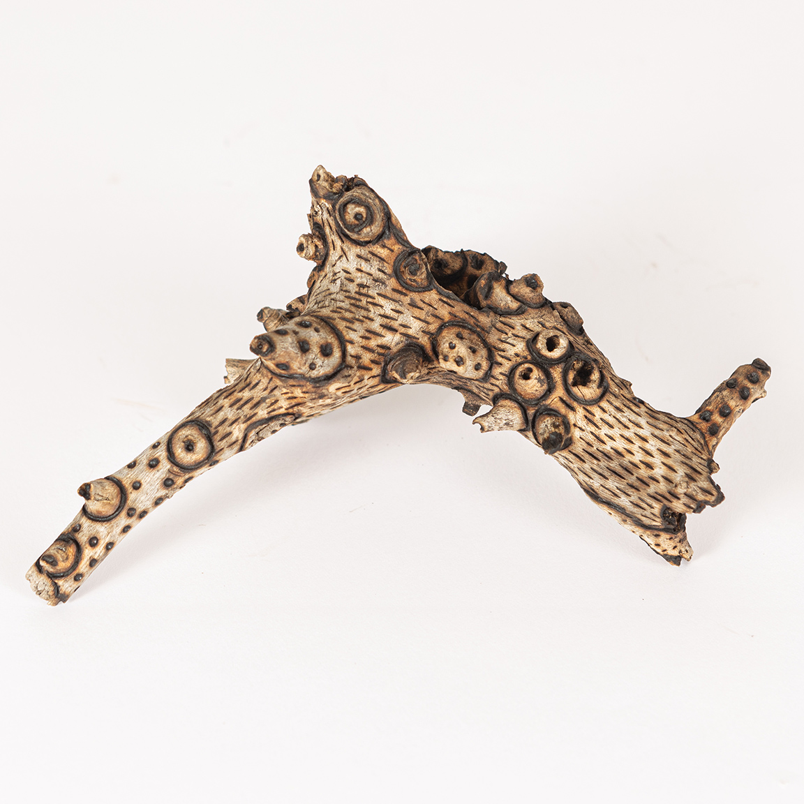 tattooed wood art piece