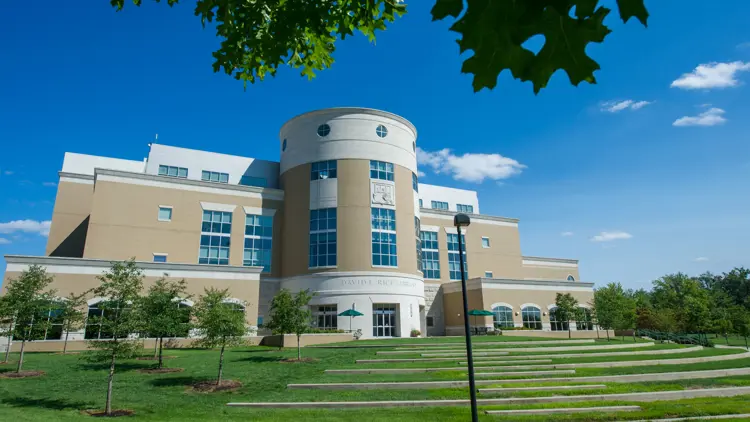Exterior view of David L. Rice Library from the Quad