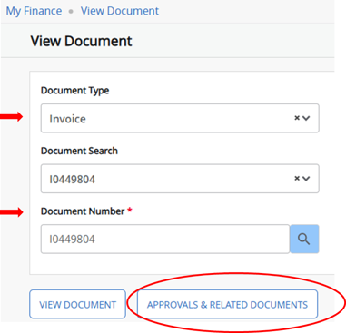 Screenshot of View Document menu.