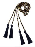 two royal blue and gold cords knotted together with&nbsp; knotted ends and tassels