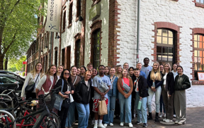 Group of students outside a medical clinic