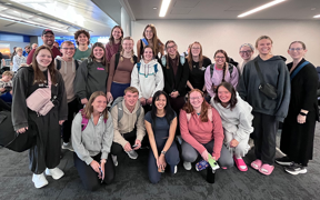 Students at the airport on way to Germany