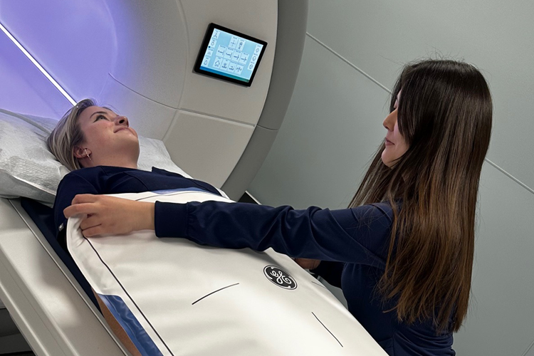 Students using new imaging coils