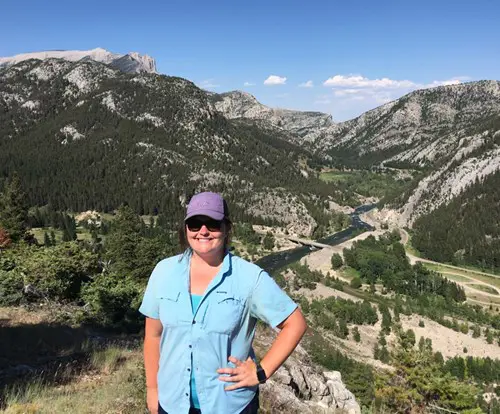 Geology student Grace Stone in Sun River Canyon, Montana