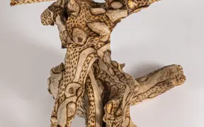 tattooed wood art piece