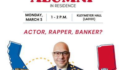 Alumni in Residence presentation poster for Charles Schefer '96