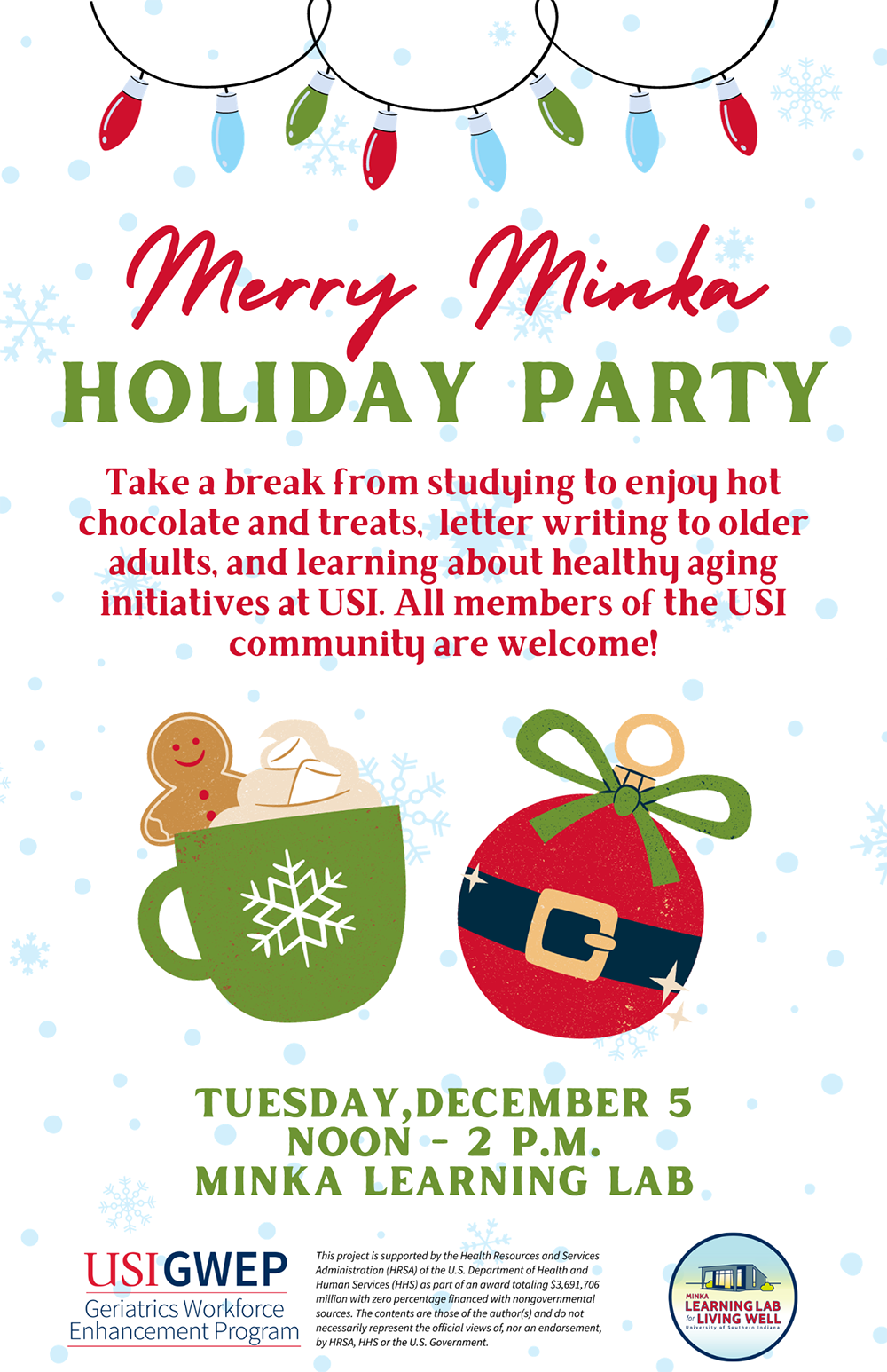 Flyer promoting a Merry Minka event in the Minka House