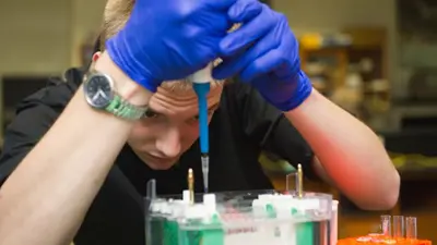 A student conducting a science experiment