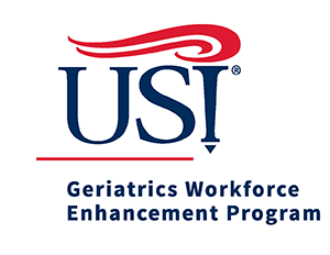 Graphic showing USI logo and words "Geriatrics Workforce Enhancement Program"