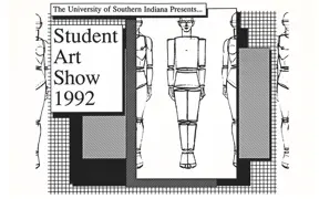 USI Presents... Student Art Show 1992 postcard, art by Joseph Dietrich
