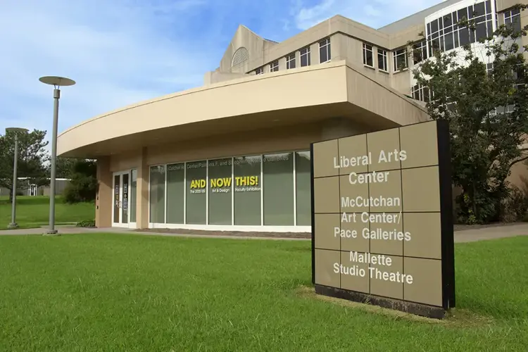 Exterior view of the McCutchan Art Center and Pace Galleries from Bent Twig Lane