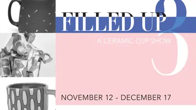 Exhibition postcard for "Filled Up 3: A Ceramic Cup Show"