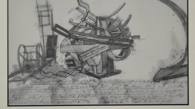 Exhibition postcard for "Dennis Oppenheim - Drawings"