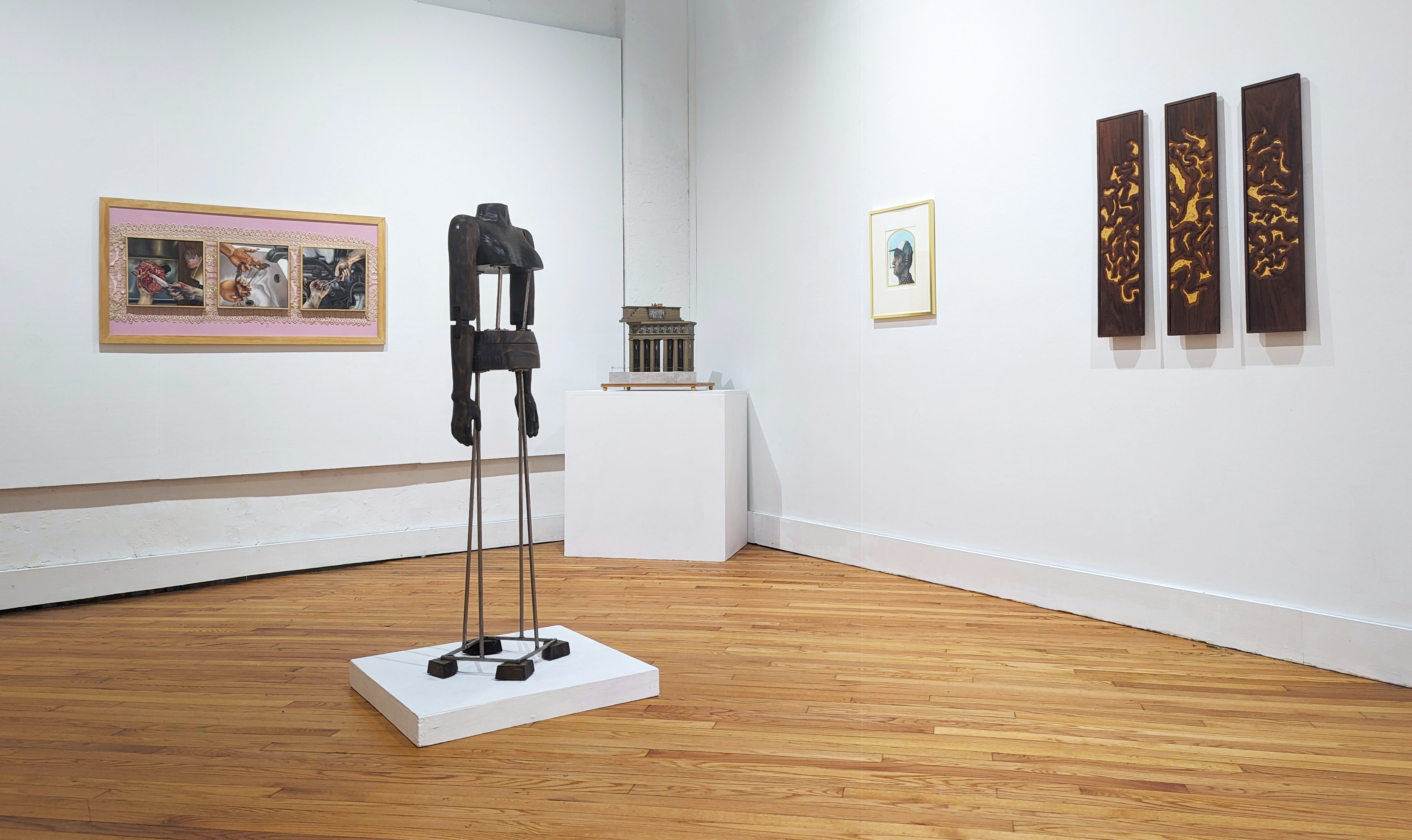 Gallery view of Sanders Spotlight exhibition with artworks