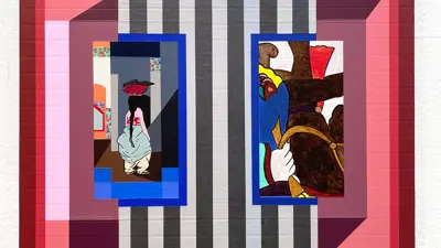 Mary Laube "Between Two Palms" Acrylic On Panel 2023