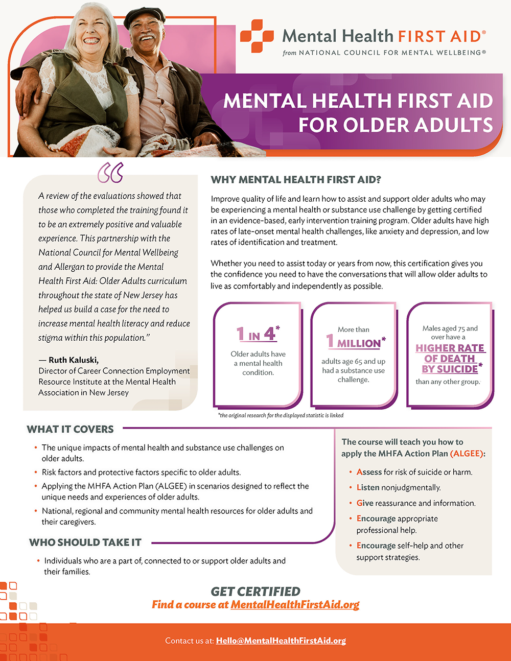 Mental Health First Aid Graphic, click "download pdf" below to read text within