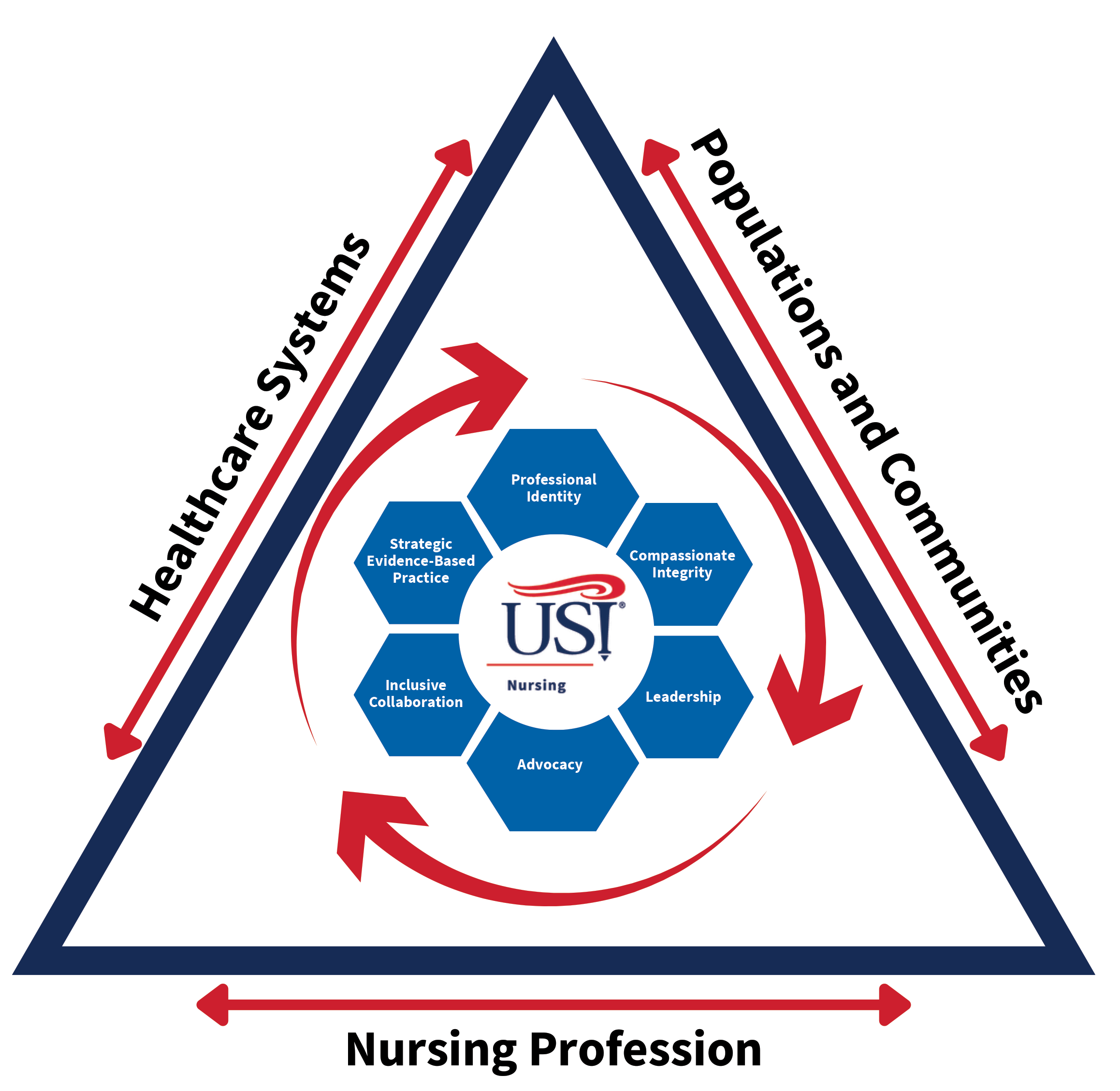 Graphic showing conceptual model and framework for nursing