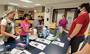 Photo of USI students with clients from the Evansville Association for the Blind