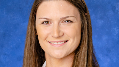 Professional portrait of Dr. Sarah Volkman, geriatrician
