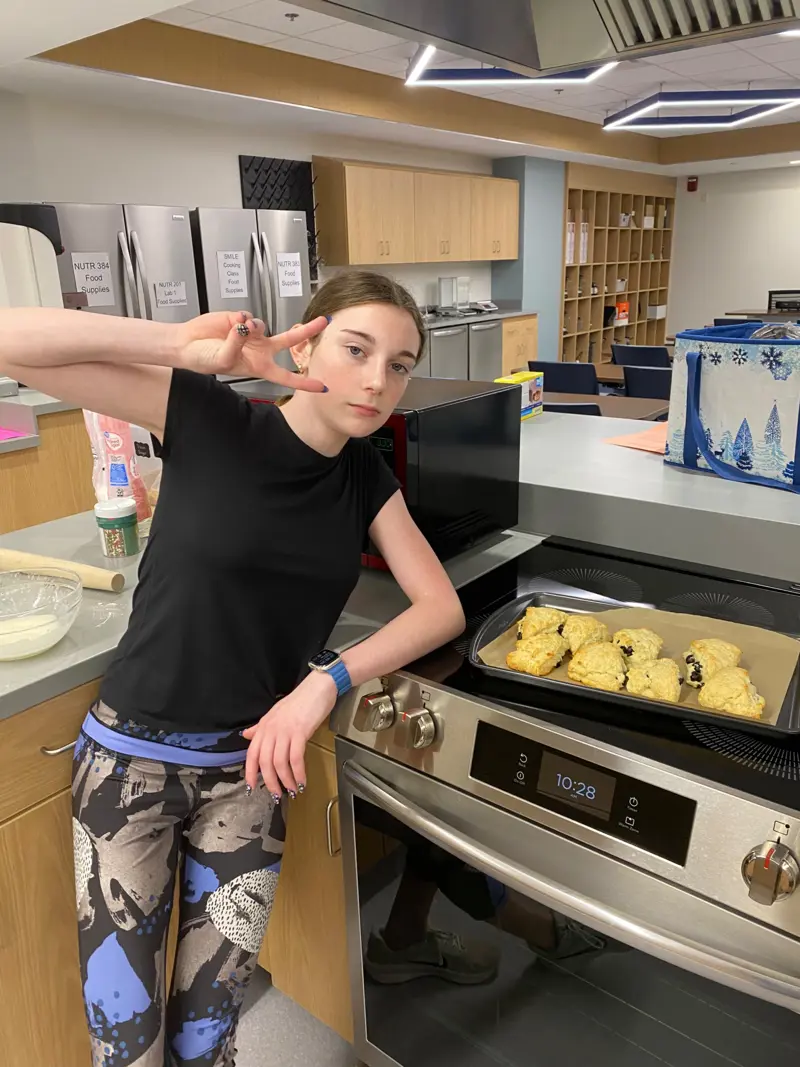 student baking scones