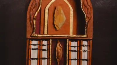 Exhibition postcard for "Brown Dog Bindery" by Jennifer Knowles and Brian Larimer