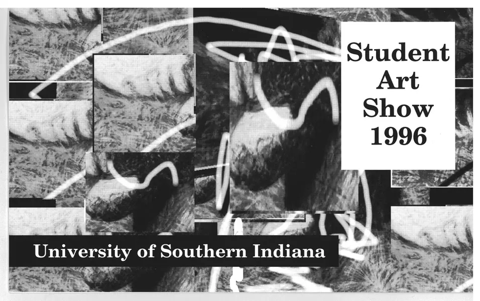 USI Student Art Show 1996 postcard, art by Monica Blanc