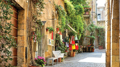 View looking down a quaint Italian street