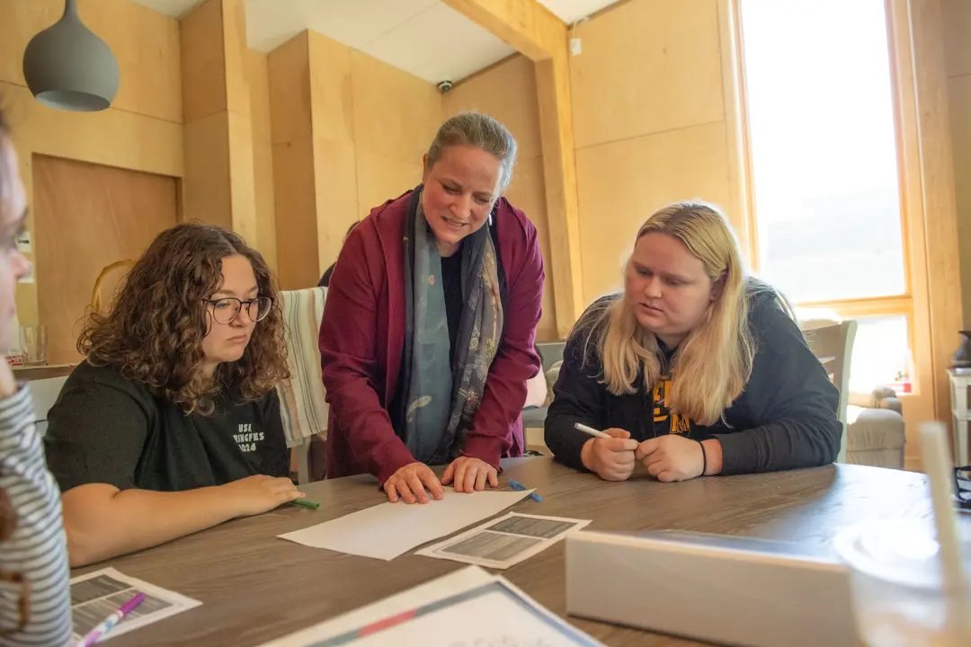 Psychology students with professor